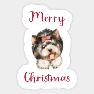 yorkshire terrier merry christmas Sticker